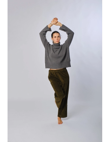Pantalone caviglia velluto